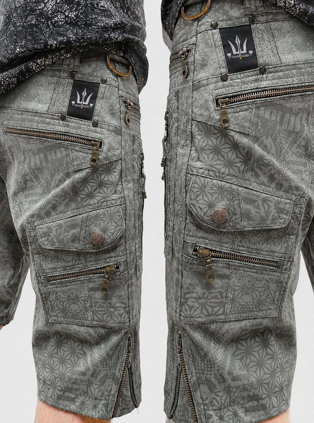 Printed Cargo Shorts Psykee Stars Light Olive