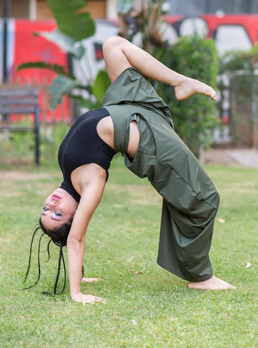 Peekaboo WOMEN WIDE Yoga Pants OLIVE