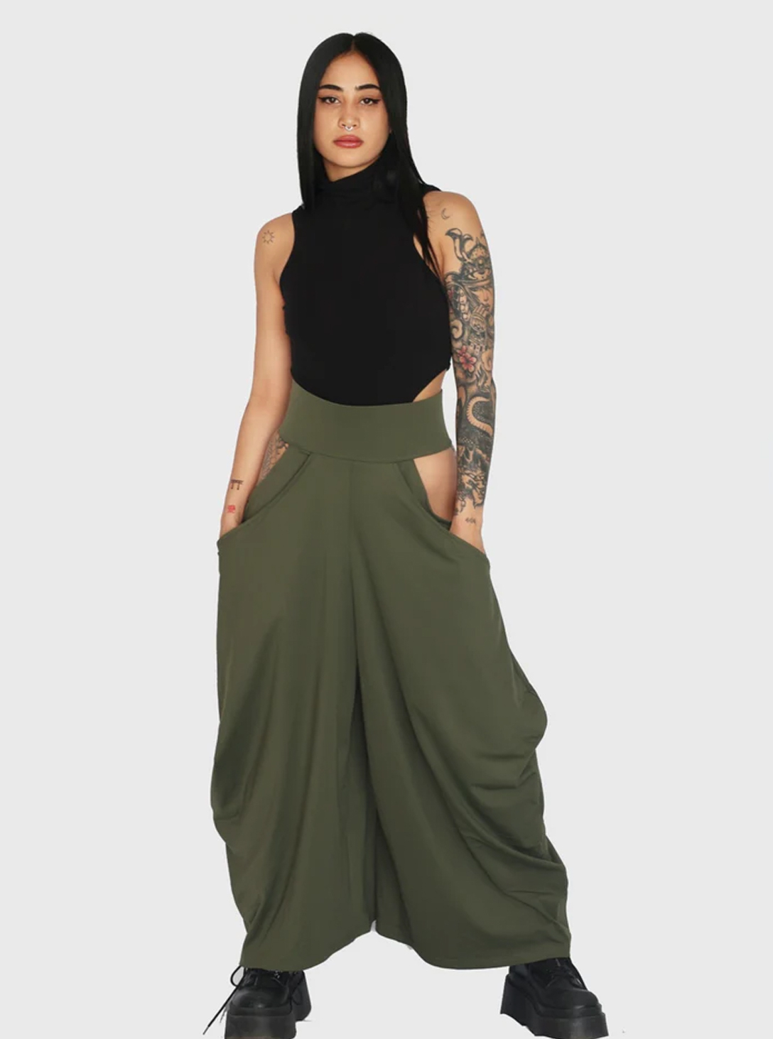 Peekaboo WOMEN WIDE Yoga Pants OLIVE