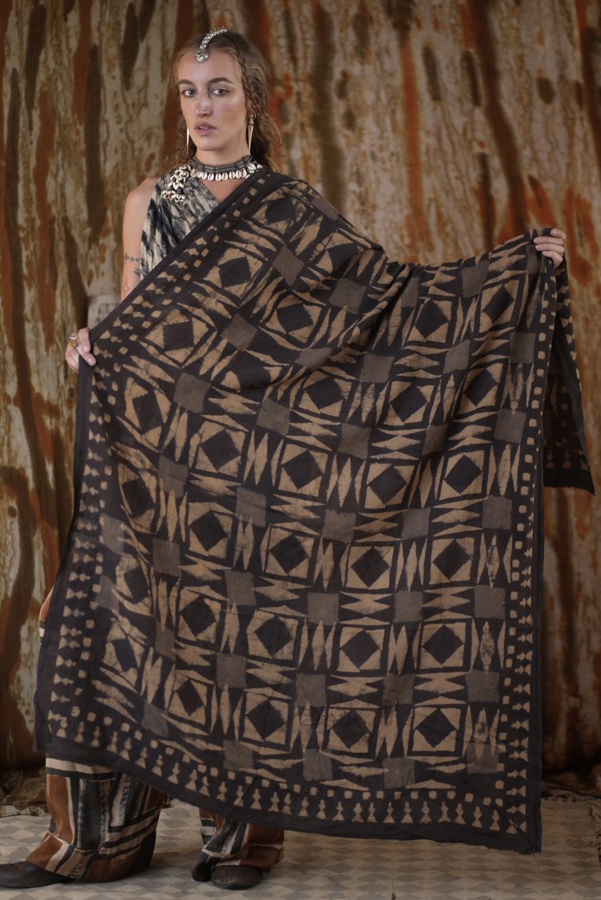 SARONG mosaic coffee-grey