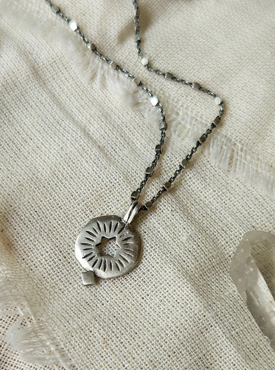 Silver Rising Star Of David Necklace