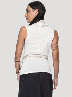 Sorcerer- WOMEN Hooded Wrap Top WHITE