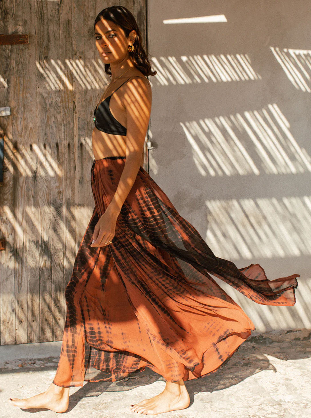 Free Flow Skirt  TIGERS EYE TIE DYE