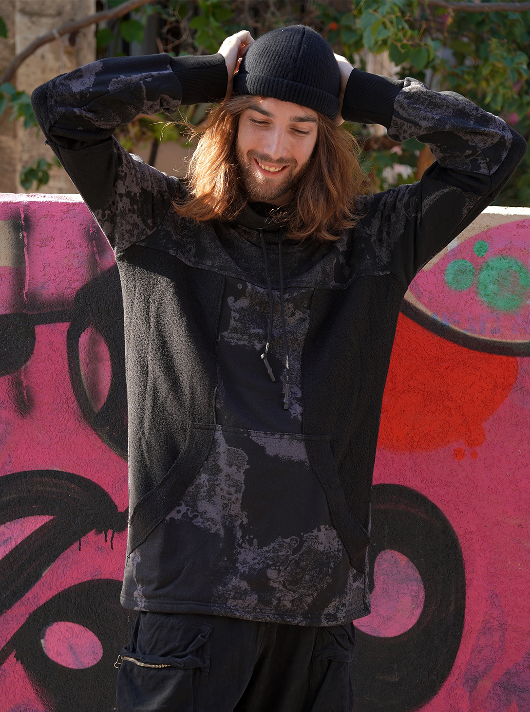 Val MEN HOOD Black TEXTURE