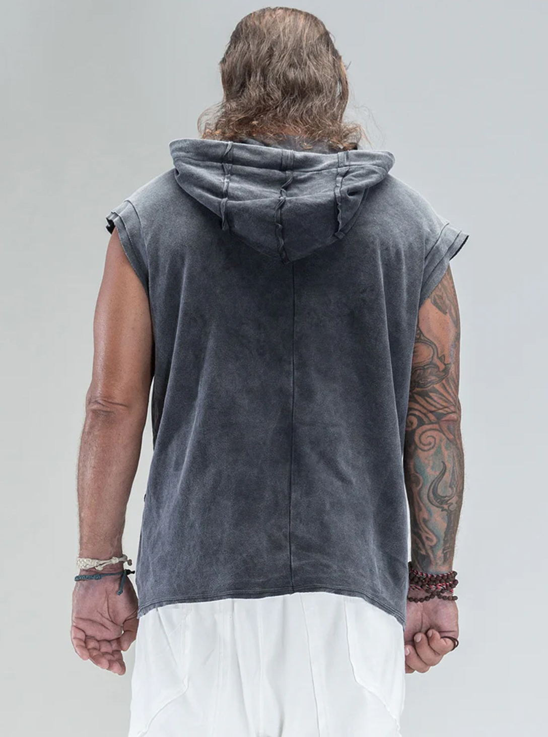 Rhino Sleeveless Baggy Hoodie Sweatshirt WASH BLACK