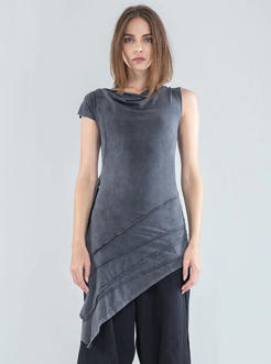 WILLOW WOMEN A-SYMMETRIC TUNIC WASH BLACK