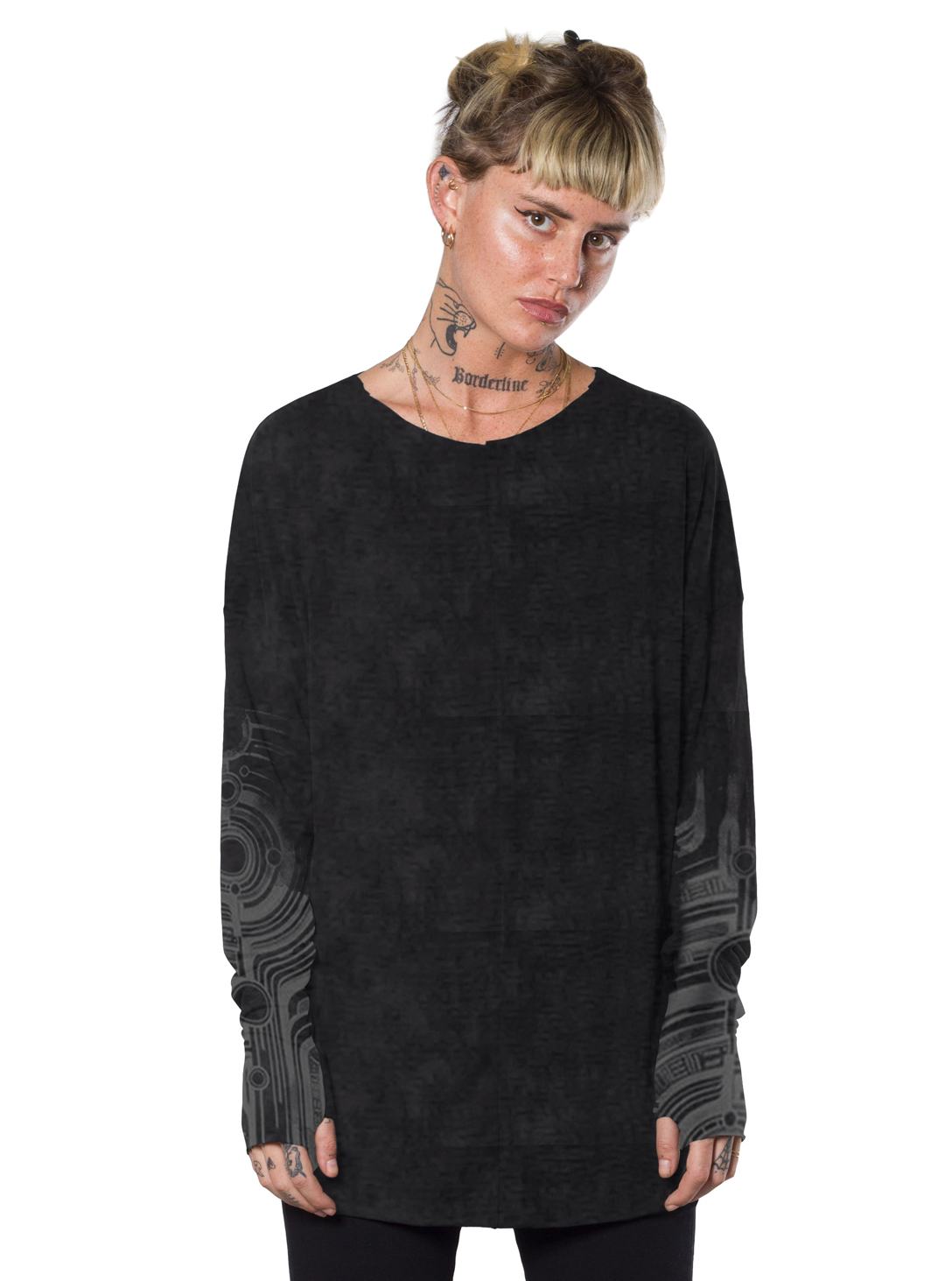 YOSHINORI BLACK TEX-WOMEN'S LONG SHIRT