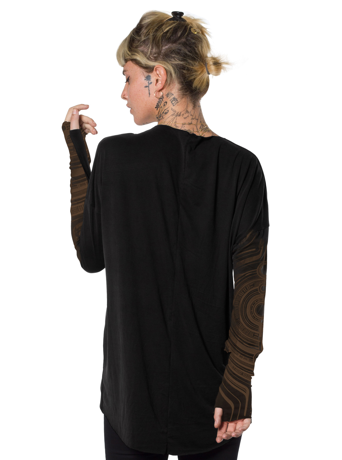 YOSHINORI BLACK- WOMEN'S LONG SHIRT