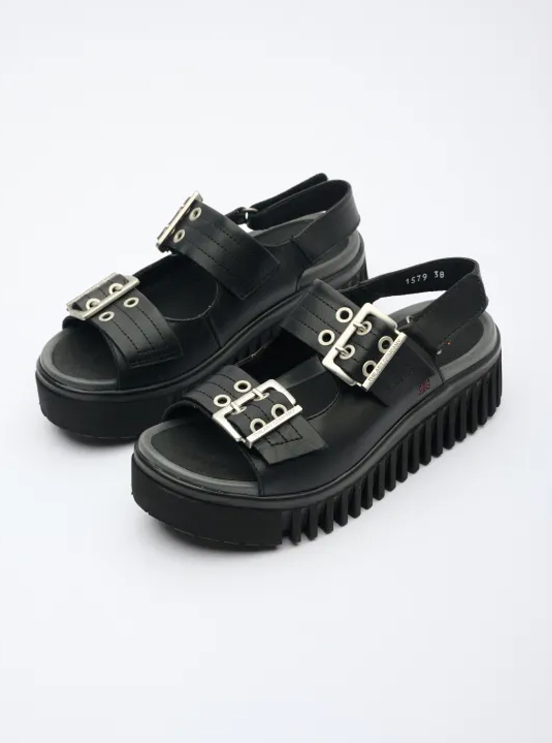 BRIGHTON buckle sandals BLACK