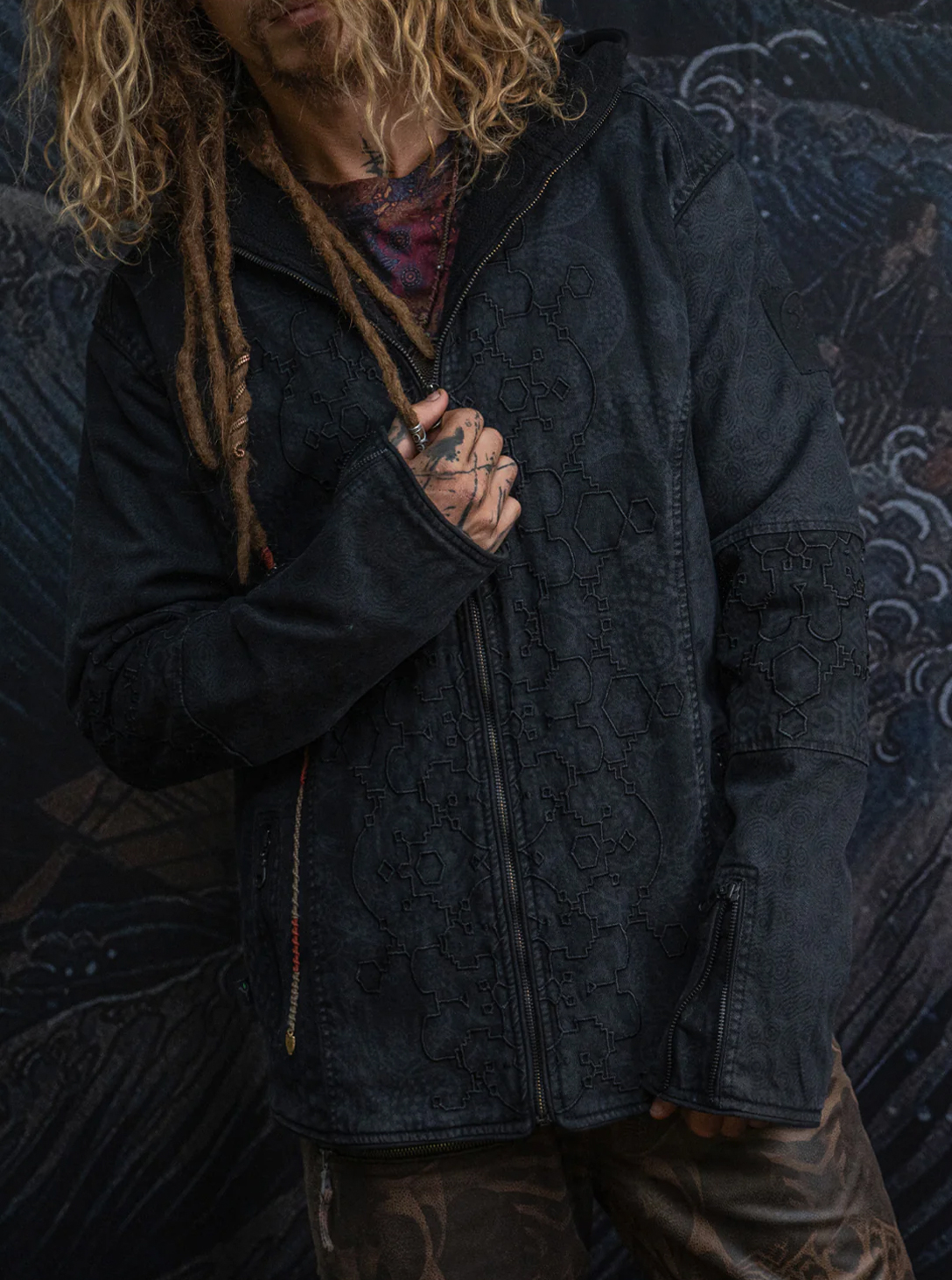 YACXI Denim Stretchy Jacket DRAGONS IKARO