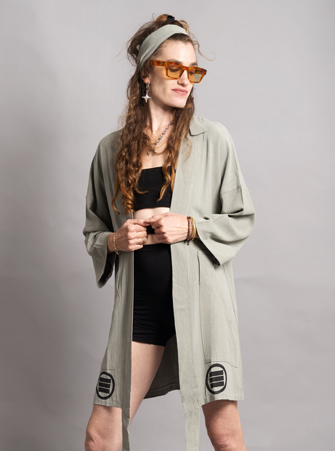 HOSHI WOMEN MIDI KIMONO BRUSHED GREY