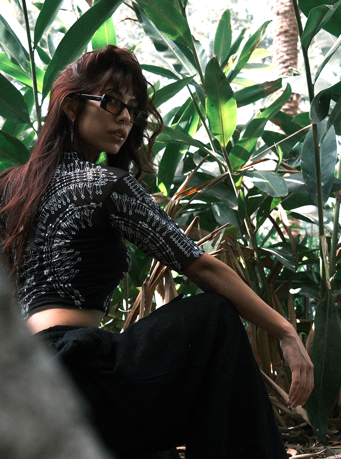 Maeve Black Mesh Top 