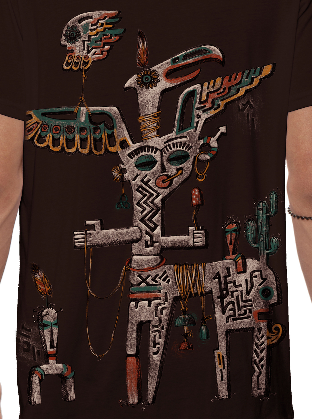 maskalito MEN'S T-SHIRT BROWN