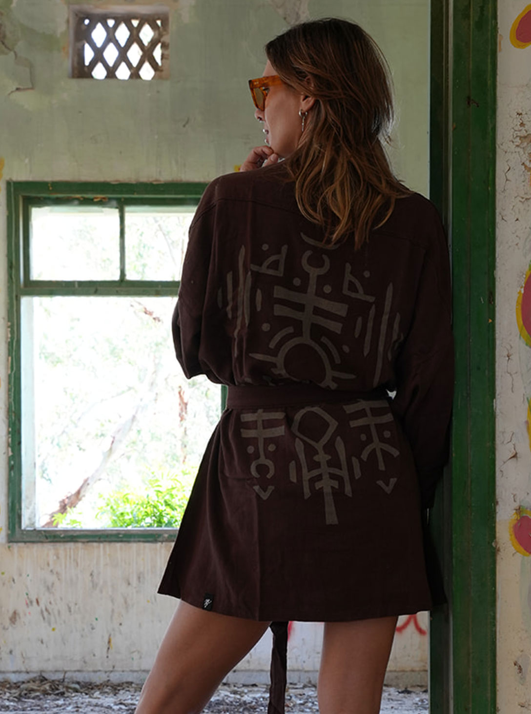 NUNU MIDI KIMONO BROWN