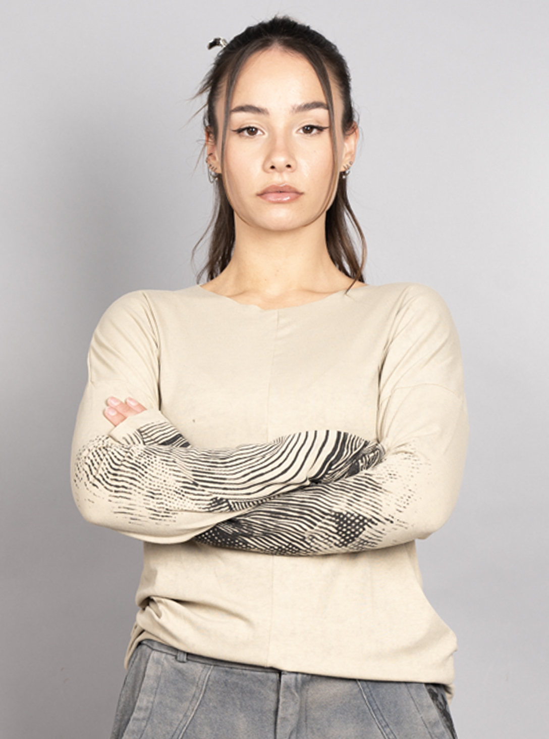 OKINAMI WOMEN'S LONG SHIRT BEIGE