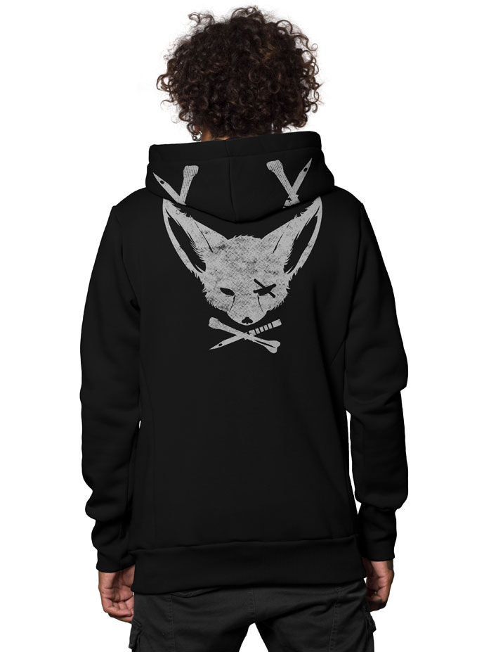big eared fox black hoodie for men - Plazmalab | Plazmalab