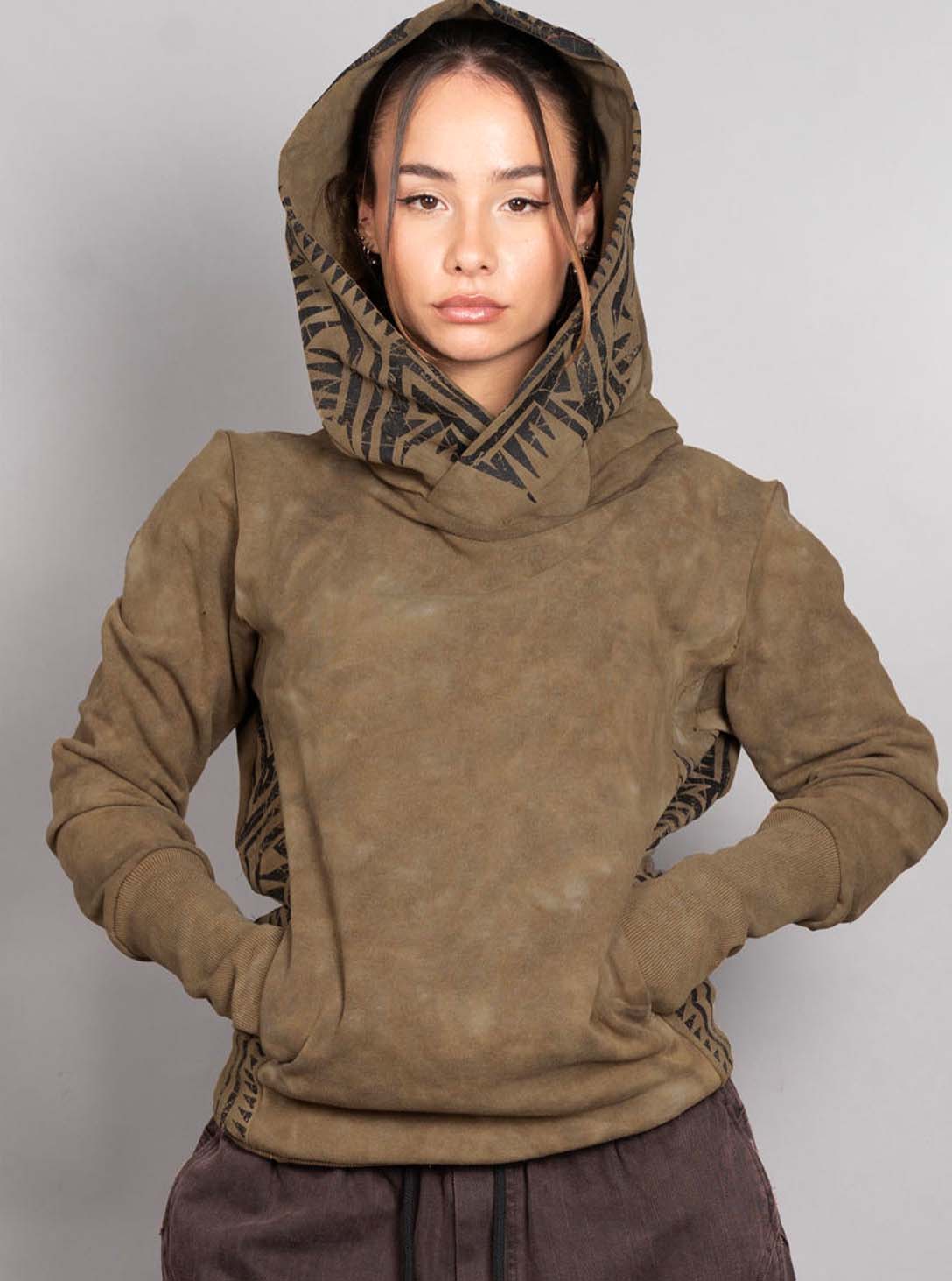 HORIZON WO HOODIE OLIVE TIE DYE 