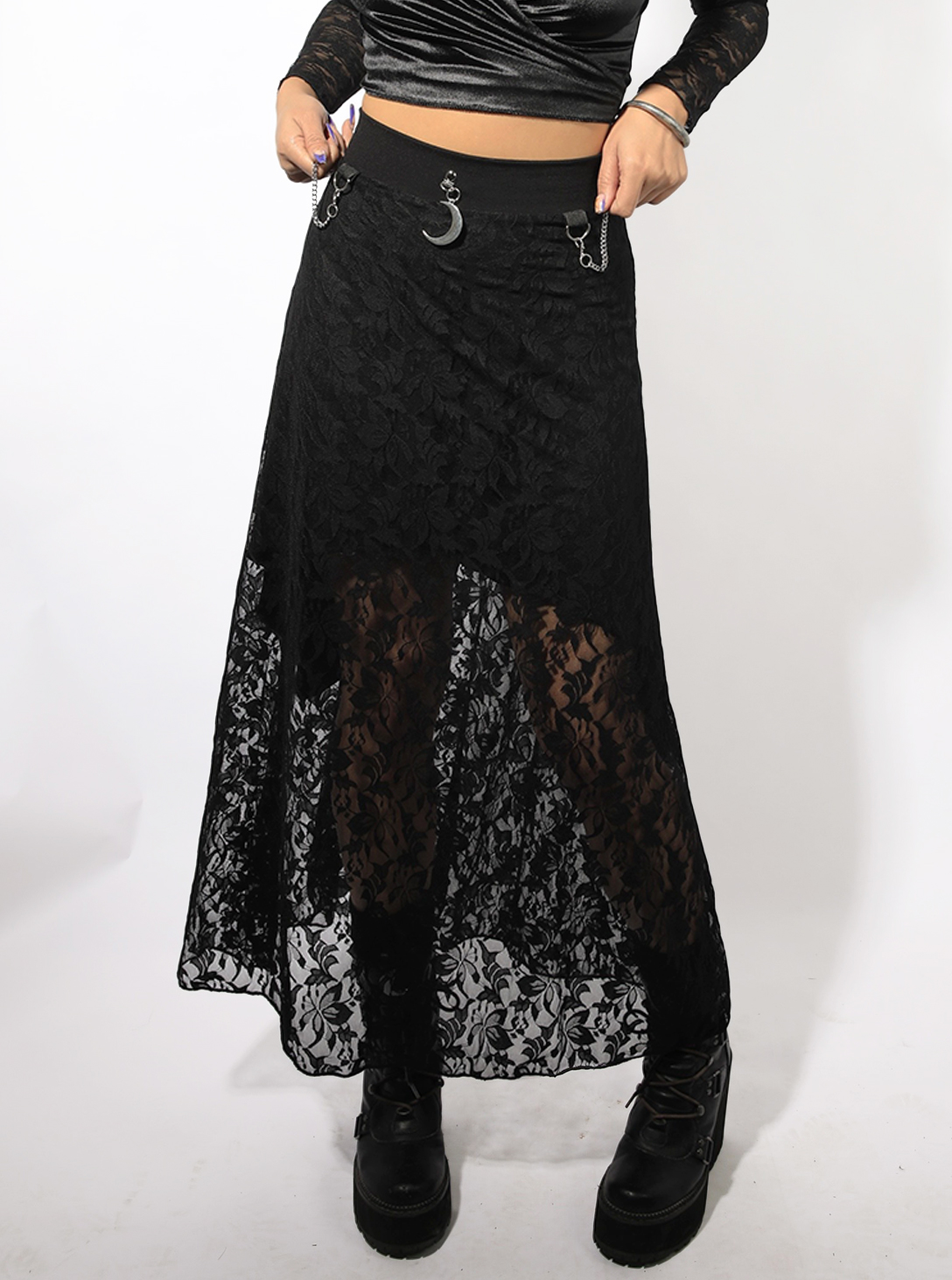 MOON WOMEN'S SKIRT- BLACK LACE