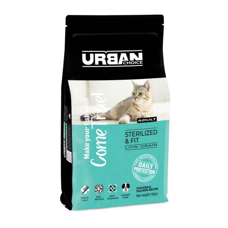 אורבן צ'ויס לחתולים בוגרים מסורסים/מעוקרות עוף וסלמון