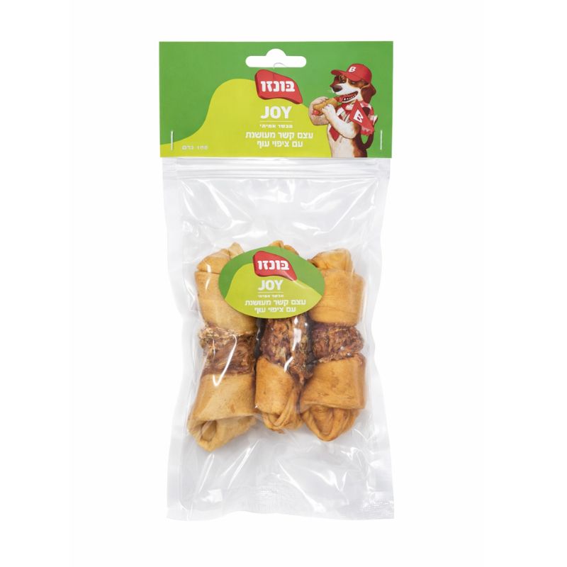 בונזו ג'וי מארז עצמות לעיסות מעושנות בציפוי עוף לכלבים