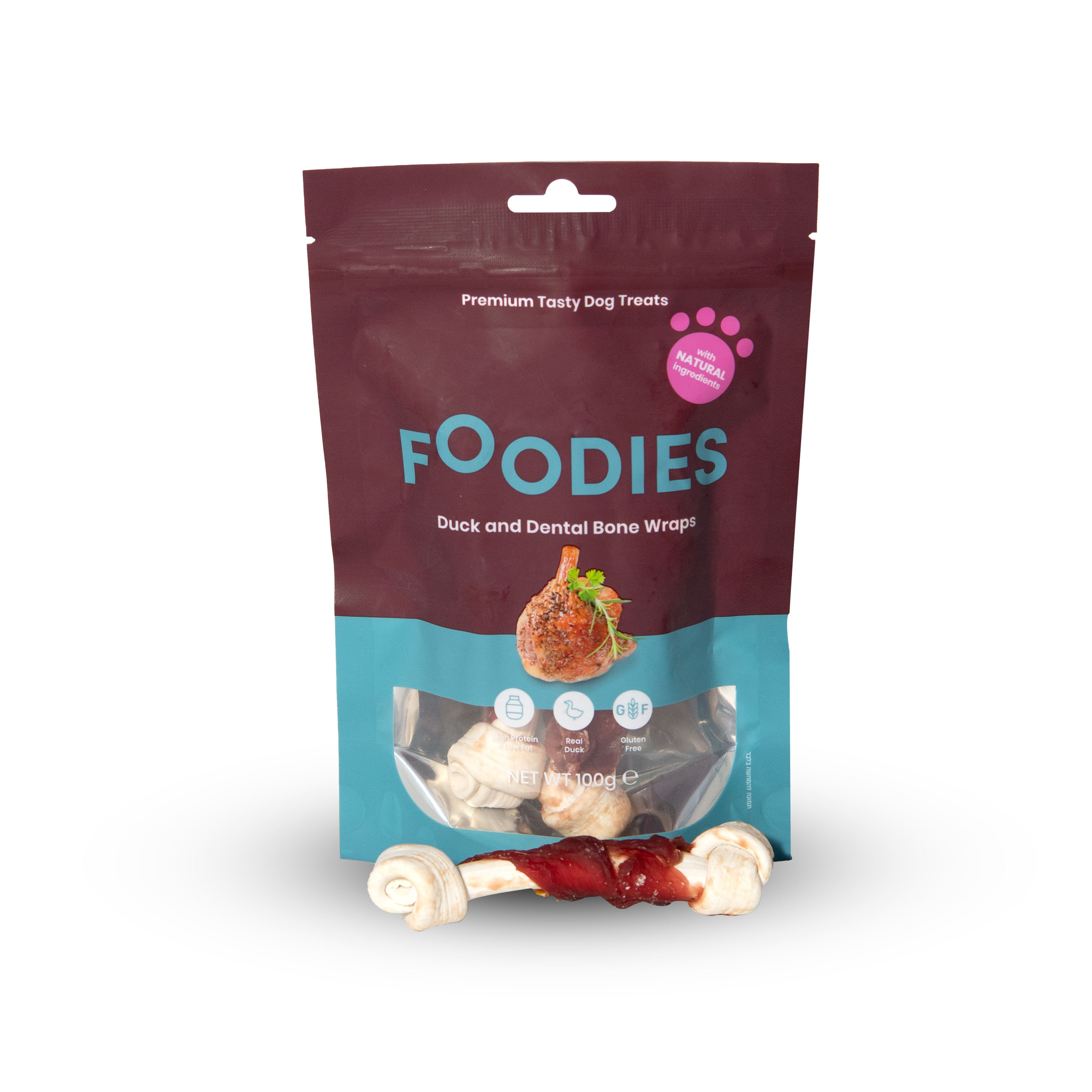 חטיף פודיס לכלב מגולגל ברווז עם עצם דנטלית