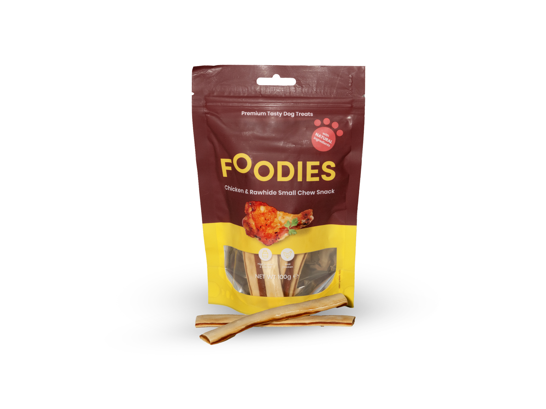 חטיף פודיס לכלב מקלוני לעיסה עוף ועור בקר 