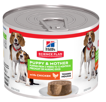 הילס שימורים במרקם מוס לגורי כלבים ואמהות 