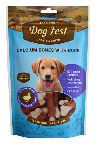 חטיף עצמות קלציום עטופות ברווז לגורי כלבים