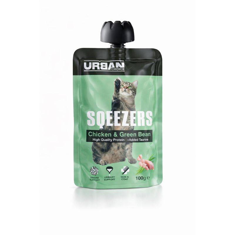 אורבן צ'ויס סקוויז עוף ושעועית ירוקה לחתול 