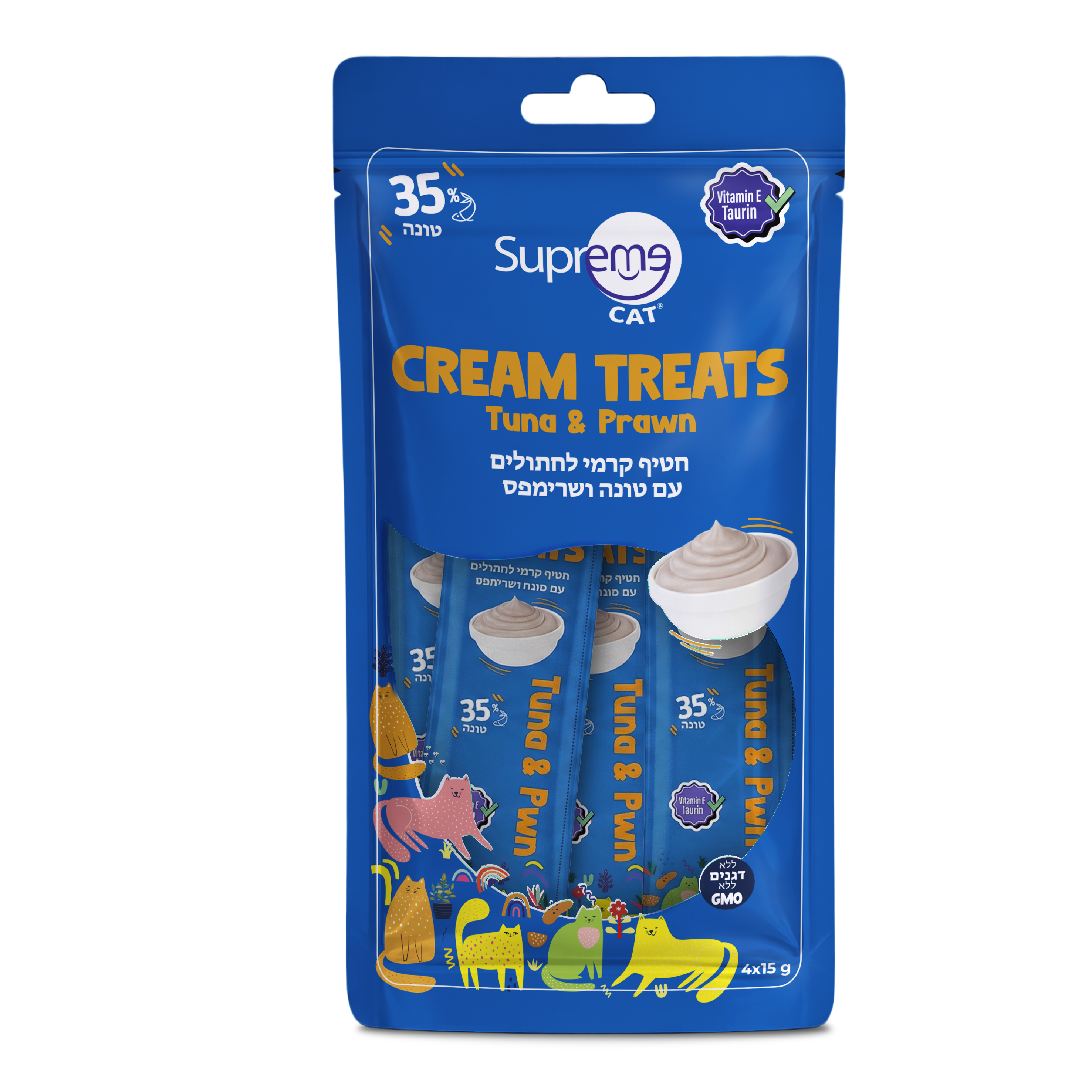 סופרים חתול שלוק טונה עם שרימפס