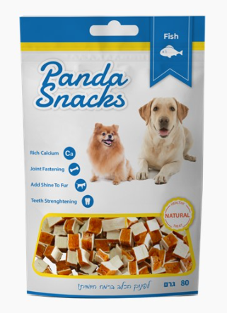 פנדה חטיף רך לכלב מיני קוביות סנדוויץ' סלמון ובקלה 