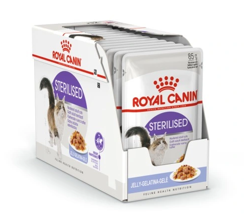 מארז 12 יחידות רויאל קנין פאוץ' לחתול בוגר סטרילייזד בג'לי