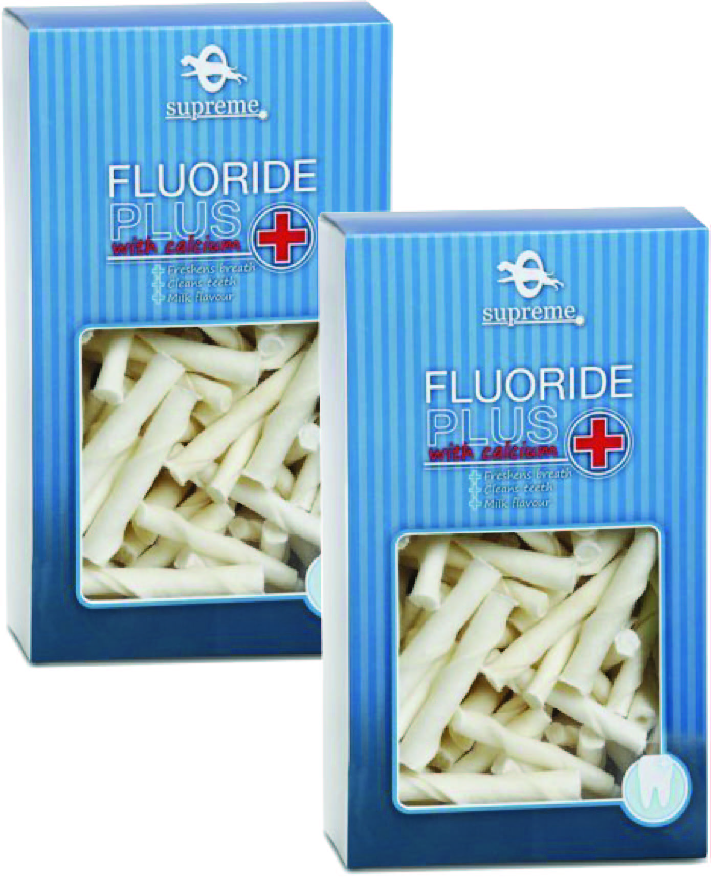 שתי חבילות סופרים פלואוריד פלוס קלציום לכלבים קטנים