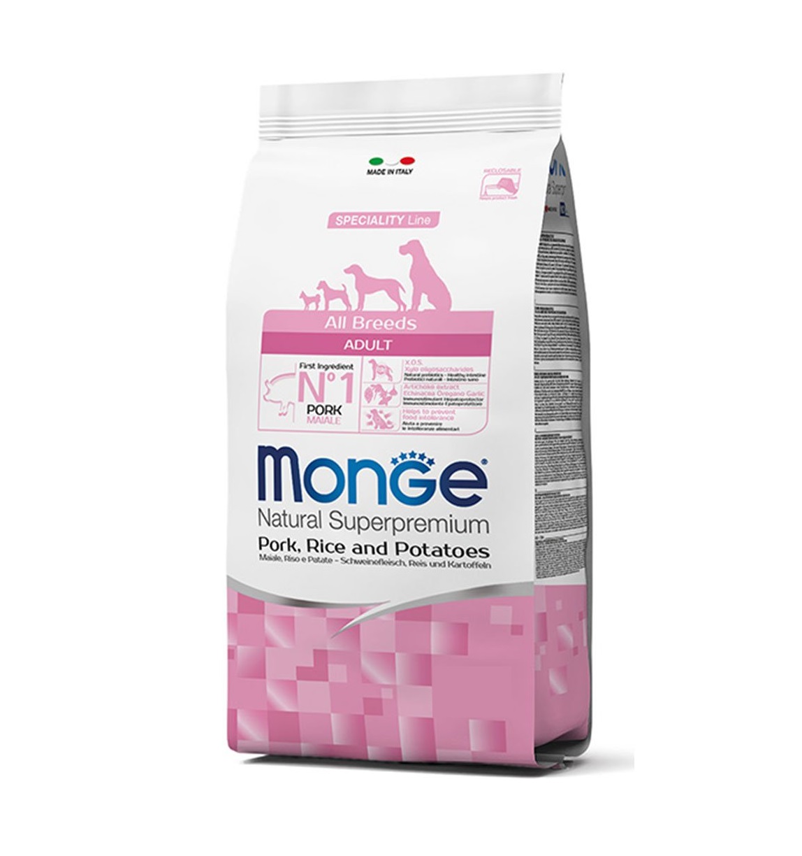 מונג' מזון לכלב בוגר חזיר אורז ותפו"א