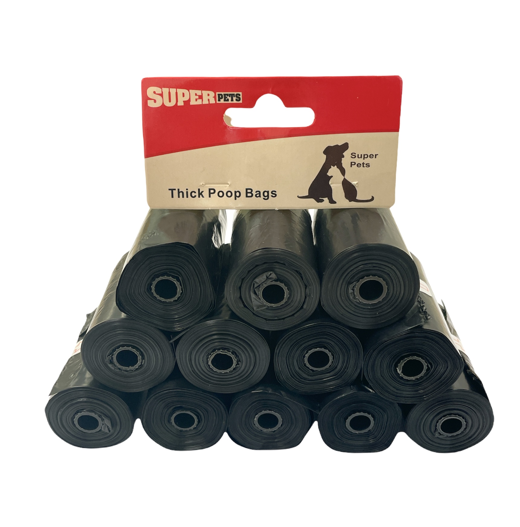 12 גלילי שקיות לאיסוף צרכי הכלב בצבע שחור
