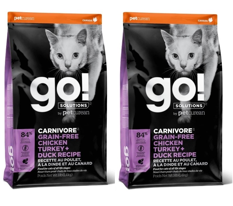 2 שקי גו! לחתול בוגר קרניבור עוף הודו וברווז  3.6ק"ג כל שק