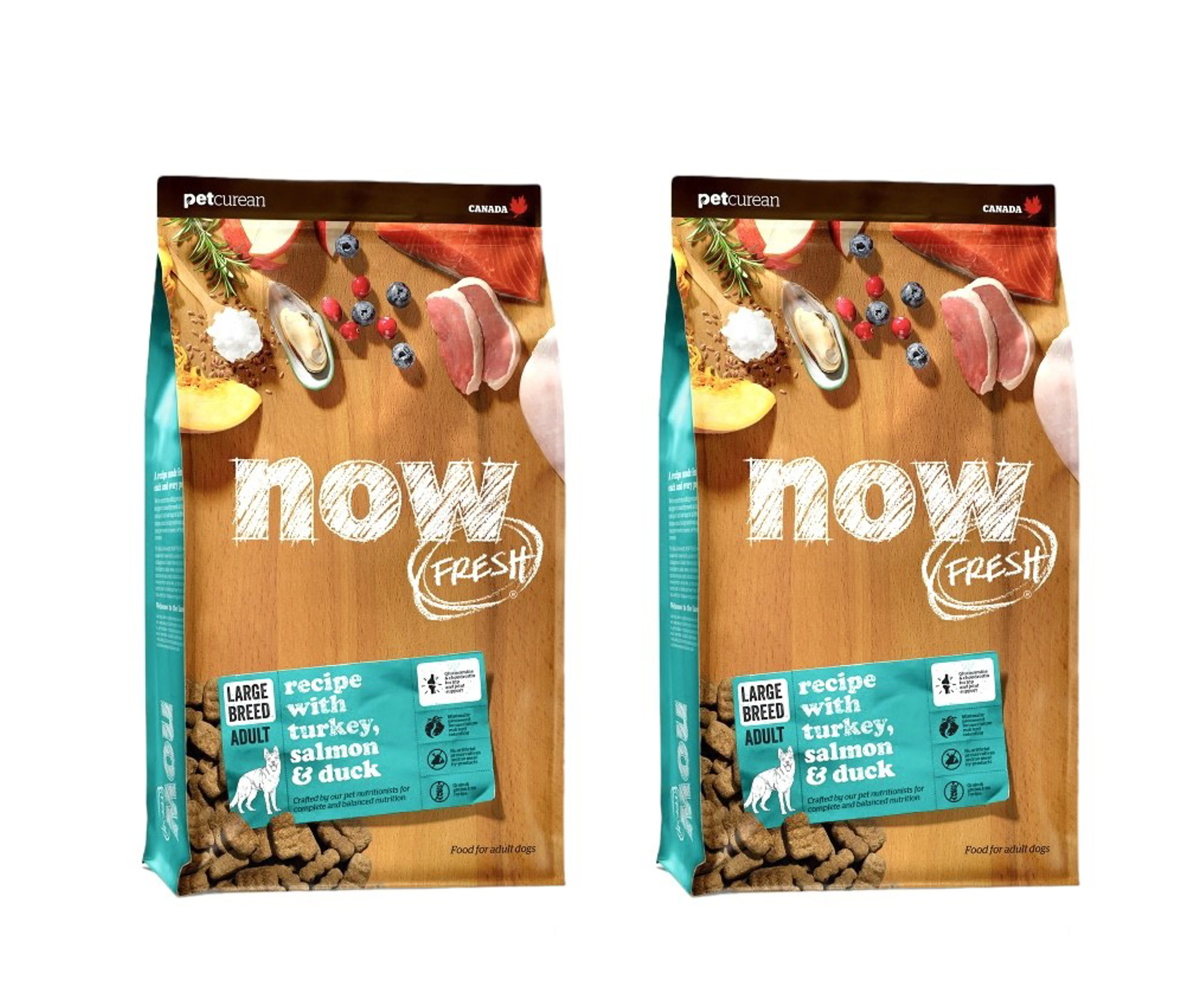 שני שקי נאו מזון לכלב בוגר מגזע גדול נטול דגנים 11.4 קילו כל שק