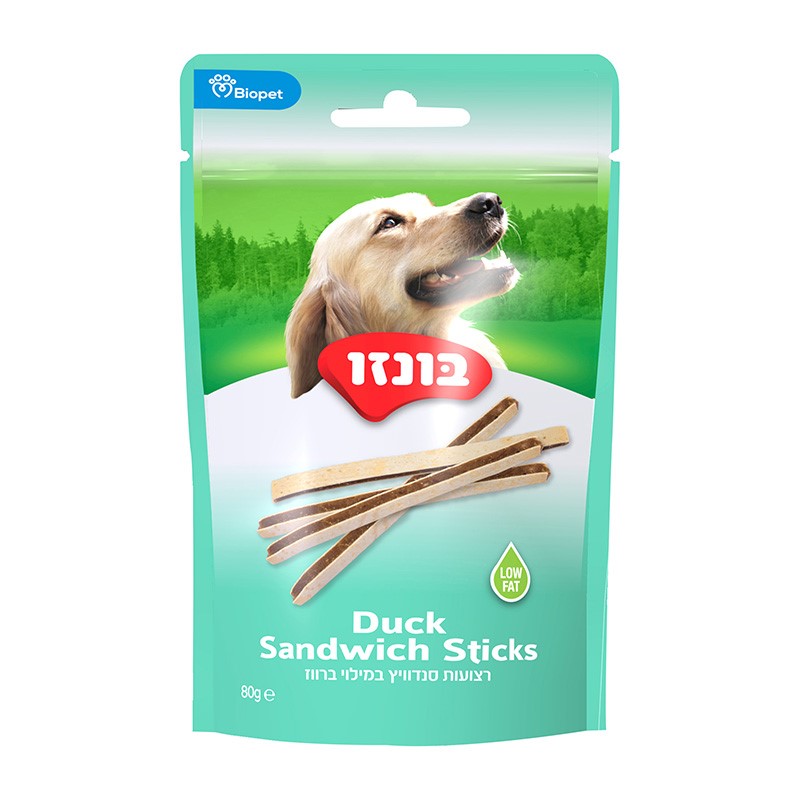 חטיף בונזו רצועות סנדוויץ במילוי ברווז 