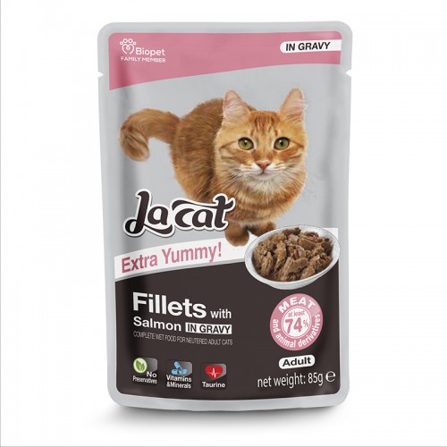 28 יח' פאוצ'ים לה-קט סטרלייזד נתחונים עם סלמון ברוטב