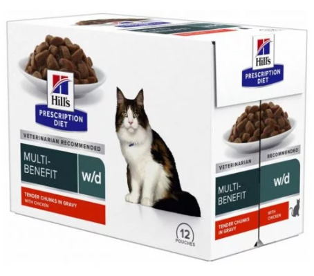 מגש (12יח) פאוץ  מזון רפואי רטוב לחתול הילס W/D