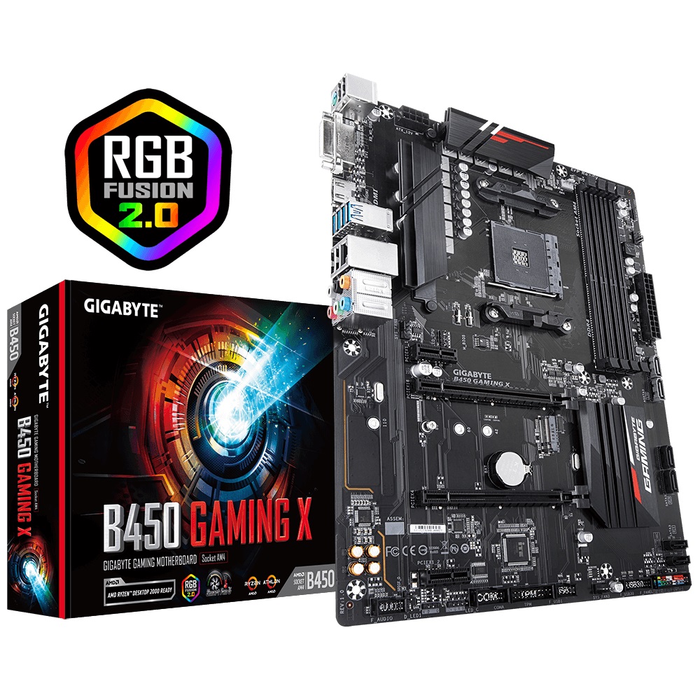 לוח אם GIGABYTE B450 GAMING X H.D.PWM NVMe PCIe Gen3X4 M2 RGB FUS