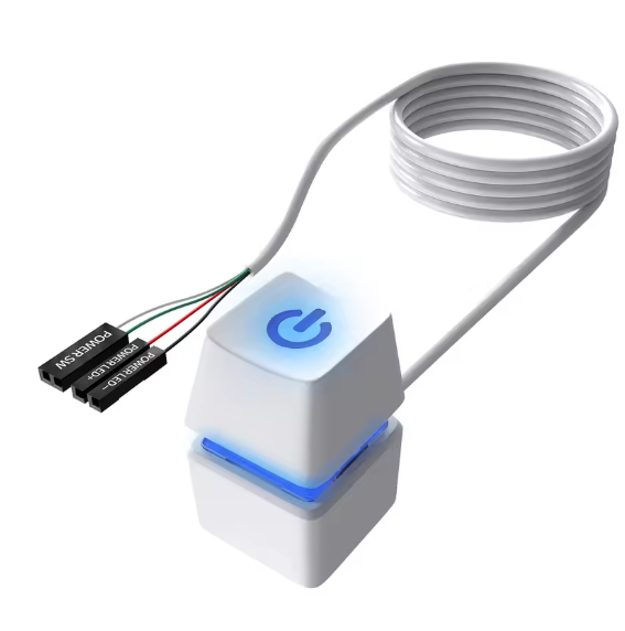 כפתור כיבוי והדלקה לבן Pc Power Reset Button With RGB