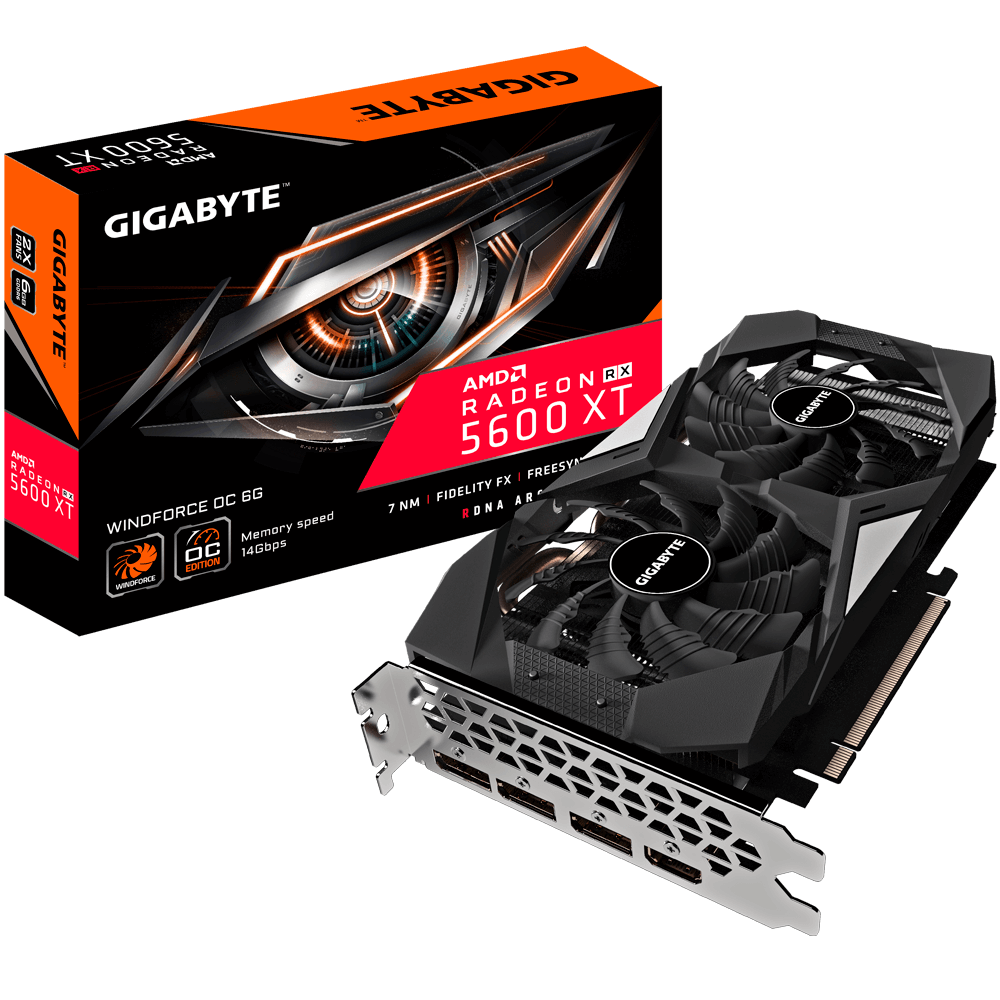 כרטיס מסך RX 5600 XT WINDFORCE OC 6GB שGIGABYTE Radeon