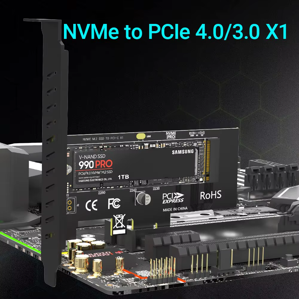כרטיס הרחבה PCIe x4 to M.2 Adapter Support 2280 M.2
