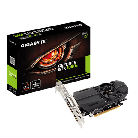 כרטיס מסך Gigabyte GTX 1050TI 4GB DDR5 DVI HDMIx2 DP OC Low Profi