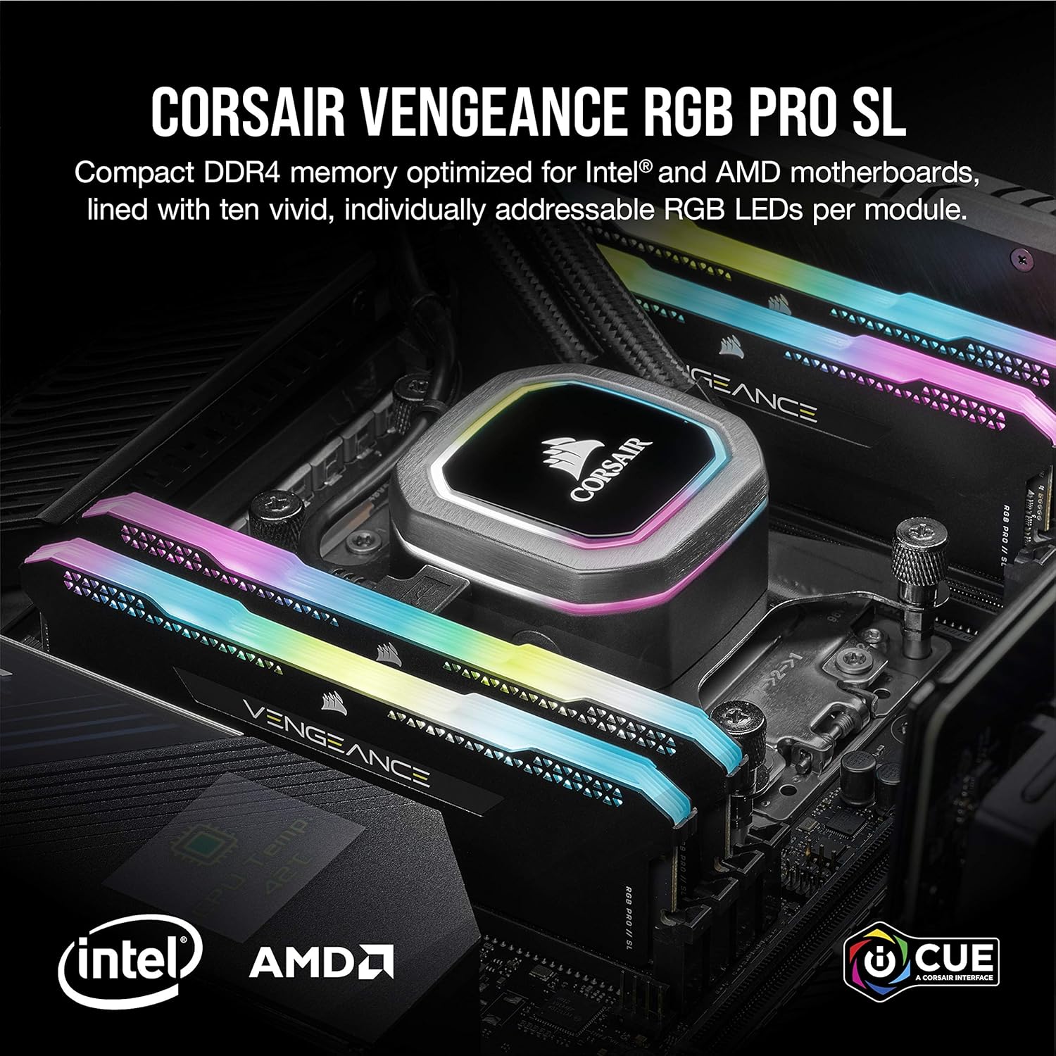 זכרון קיט לנייח CORSAIR 32GB 4X8 DDR4 3200MHz CL16 RGB PRO Black