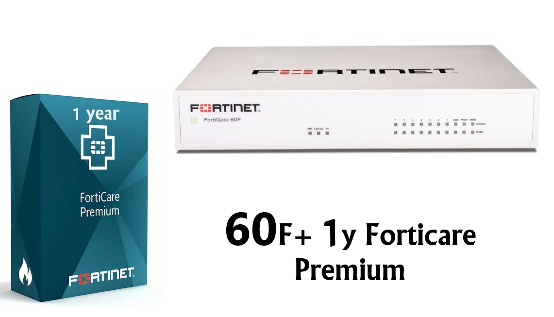 באנדל מכשיר ורשיון FortiGate-60F HW PLUS UTP 1y