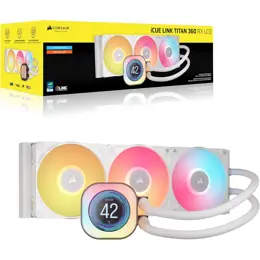 קירור נוזלי לבן Corsair iCUE TITAN 360 RX LCD White 360mm AIO