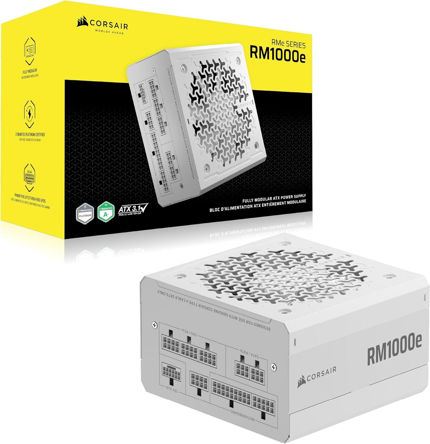ספק Corsair RM1000e ATX3.1 Fully modular 80 Plus Gold White