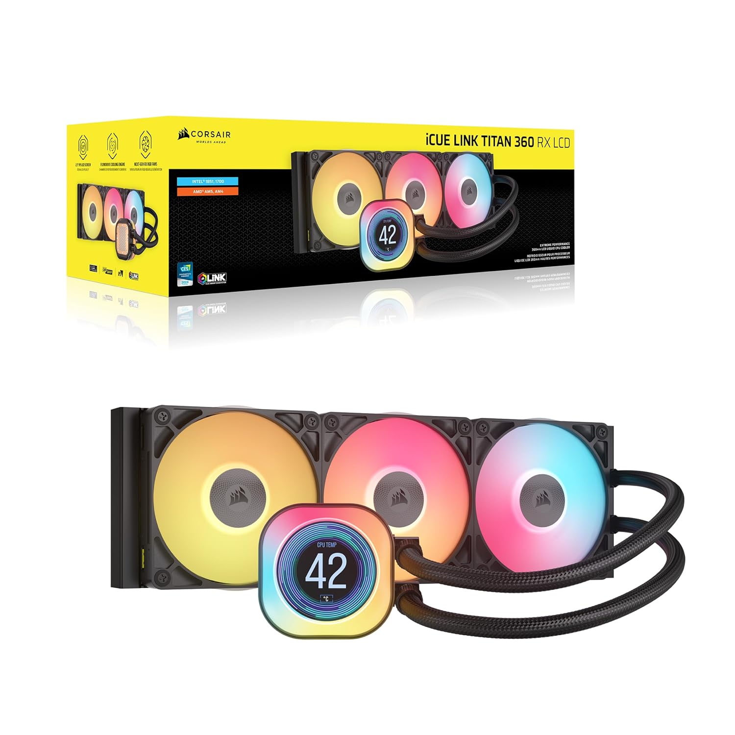 קירור נוזלי  Corsair iCUE TITAN 360 RX LCD Balck 360mm AIO